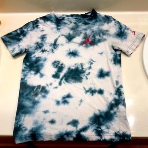 Blue and white tie dye Jordan tee shirt, used